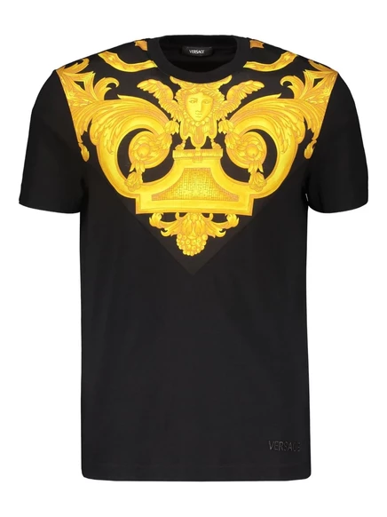 Мужская футболка Versace с принтом Barocco, черная