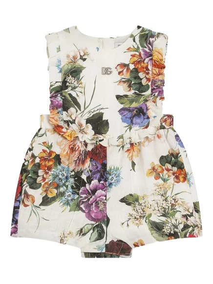 Детский комбинезон Dolce & Gabbana с цветочным принтом white