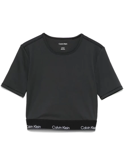 Женский укороченный топ Calvin Klein с логотипом, черный