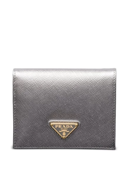 Женский кошелек Prada Saffiano из кожи, маленький, серый