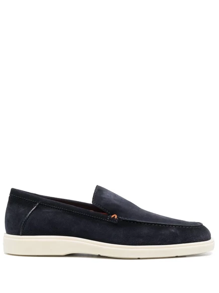 Мужские замшевые лоферы Santoni, темно-синие