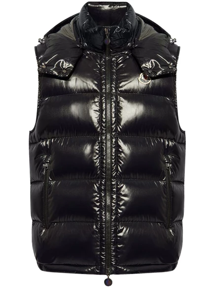 Мужской стеганый жилет Moncler с блеском, черный