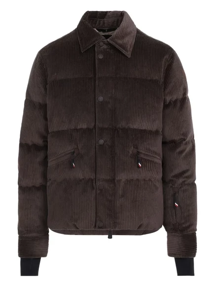 Мужское пуховое пальто Moncler Grenoble вельветовое, коричневое