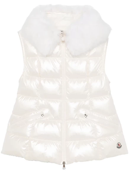 Женский стеганый жилет Moncler Anse с капюшоном, перламутровый