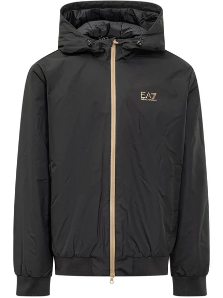 Мужская куртка EA7 Emporio Armani на молнии с логотипом, черная