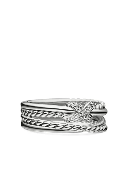 Кольцо David Yurman X Crossover, серебро 6 мм, бриллианты