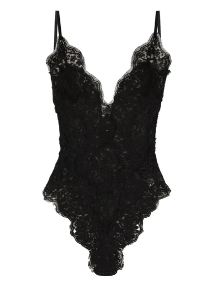Женское боди Dolce & Gabbana кружевное с V‑вырезом, черное