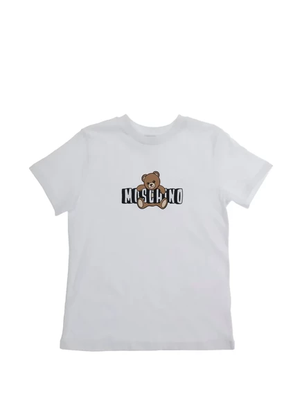 Детская футболка Moschino Kids с логотипом, белая