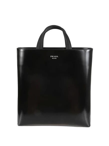 Мужская сумка-тоут Prada кожаная с ручкой, черная