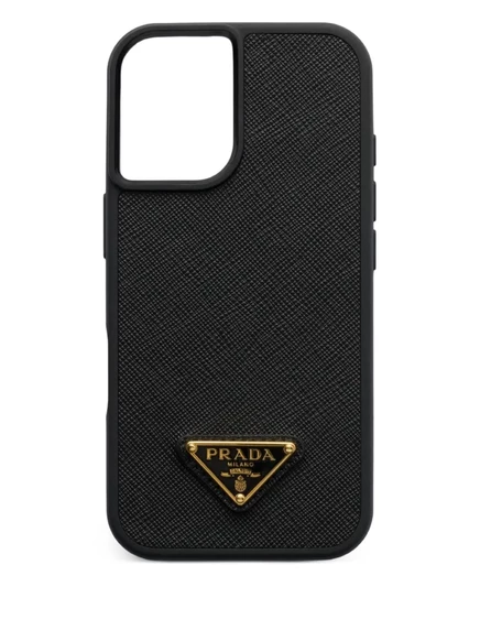 Женский чехол Prada для iPhone 16 из кожи саффиано, черный