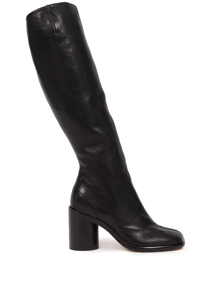 Женские ботфорты Maison Margiela Tabi 80 мм из ягнячьей кожи, черные