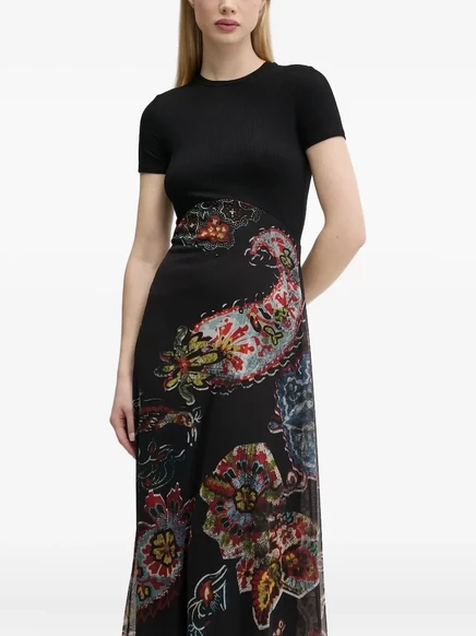 Женское платье Desigual с узором пейсли, черное