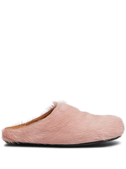 Женские мюли Marni из кожи с ворсом, розовые