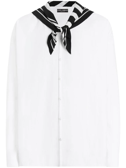 Рубашка с шарфом-деталью от Dolce & Gabbana white