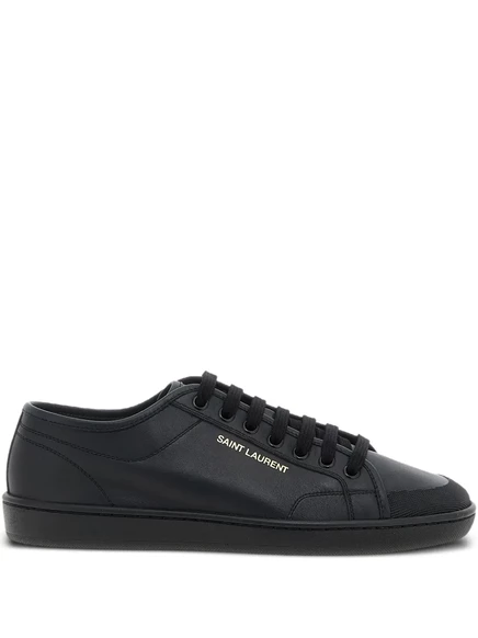 Кожаные кроссовки с логотипом Saint Laurent black