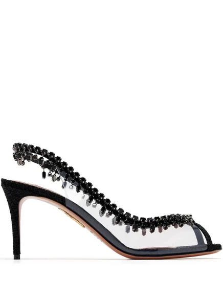 Хрустальные насосы Aquazzura 75 мм Temptation Crystal black