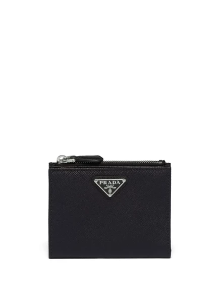 Кошелек из сафьяновой кожи с треугольным логотипом Prada black