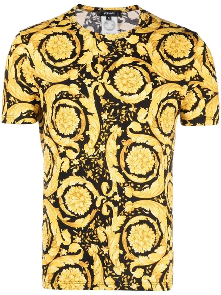 Футболка с круглым вырезом и принтом в стиле барокко от Versace black