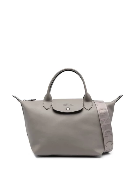 Женская сумка Longchamp Le Pliage с логотипом на ремне, серая