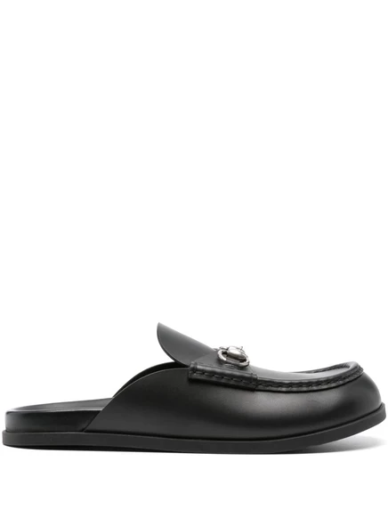 Мужские мюли gucci horsebit кожаные, черные