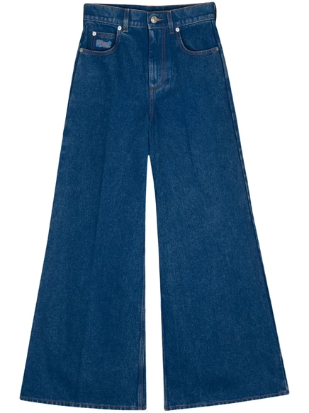 Женские джинсы Marni широкие из органического хлопка, синие
