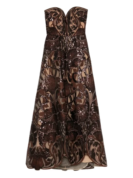 Женское платье Elie Saab с пайетками, коричневое