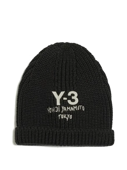 Унисекс вязаная шапка Y-3 с логотипом, черная