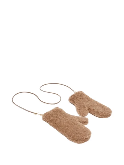 Женские митенки Max Mara из искусственного меха, коричневые