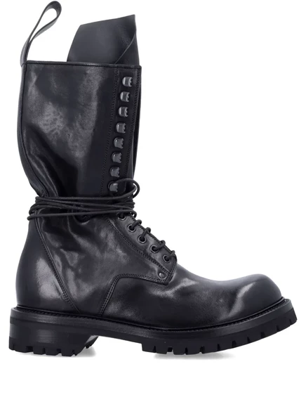 Мужские ботинки Rick Owens кожаные на шнуровке, черные