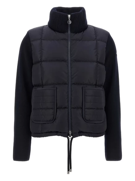 Женская пуховая куртка Moncler с вязанными вставками, синяя