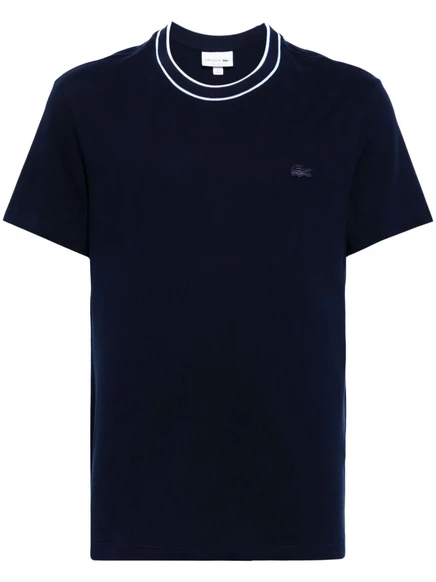 Футболка с круглым вырезом и аппликацией из крокодиловой кожи Lacoste blue