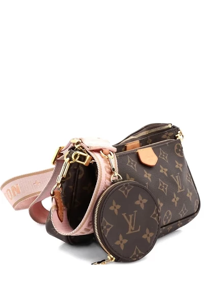 Холщовая сумка через плечо с монограммой от Louis Vuitton, бывшая в употреблении, с несколькими аксессуарами Pochette brown
