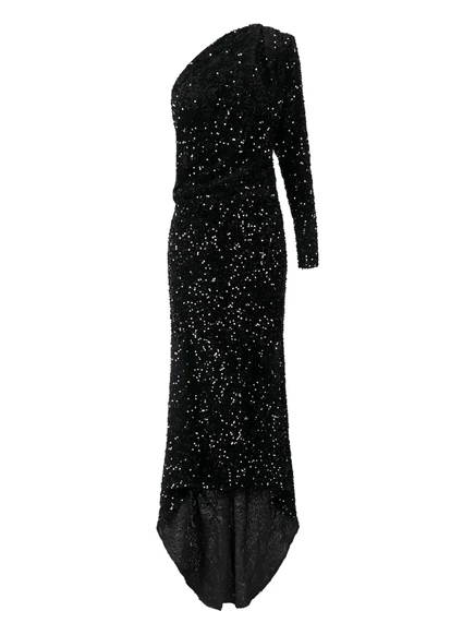 Асимметричное макси-платье Elisabetta Franchi с блестками black