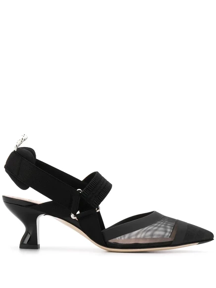 Туфли-лодочки на шнуровке с мотивом FENDI Colibrì FF black