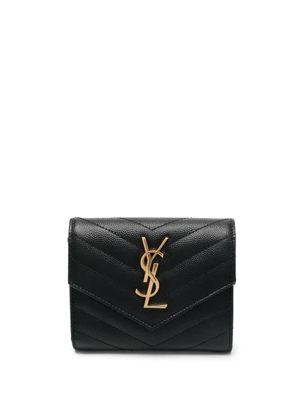 Компактный кошелек с монограммой Saint Laurent, складывающийся втрое black
