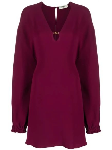 Мини-платье из шелкового полотна с логотипом FENDI Cady red