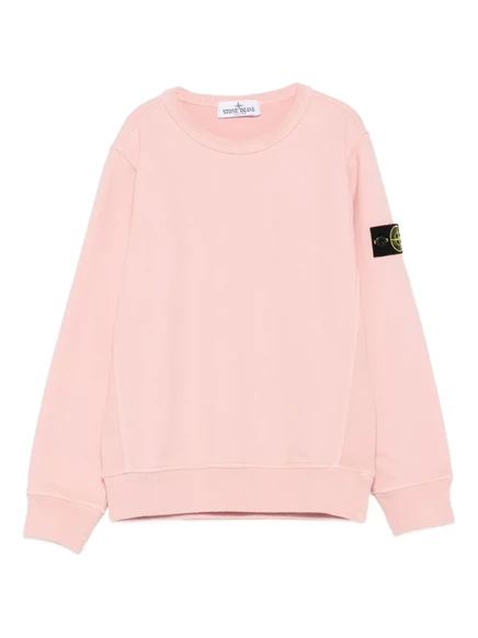 Детский свитшот Stone Island Junior с нашивкой логотипа, розовый