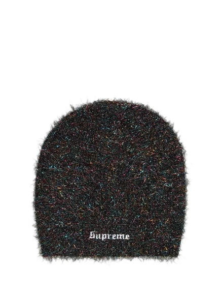 Мужская шапка-бини Supreme с мерцающим логотипом, черная