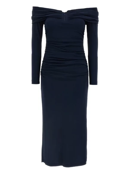 Миди-платье Carolina Herrera с открытыми плечами blue