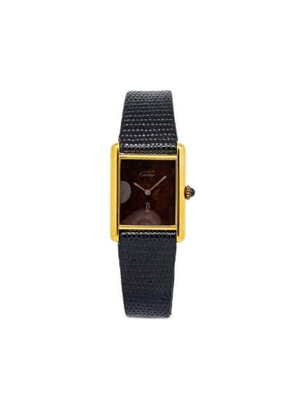 Часы Cartier Tank 31 мм, желтое золото, коричневый ремешок