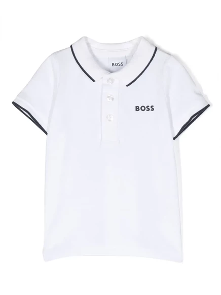 Поло для мальчиков Boss Kidswear с логотипом, белое