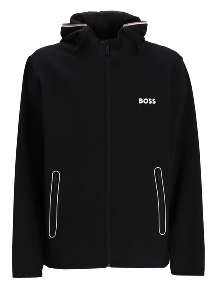 Мужская спортивная куртка Boss на молнии с капюшоном, черная
