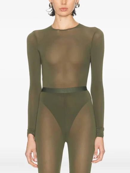 Женское прозрачное боди WARDROBE.NYC, хаки