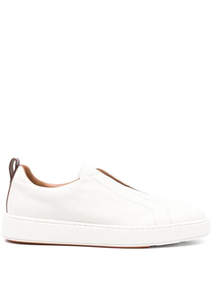 Мужские слипоны Santoni с логотипом, светло-бежевые
