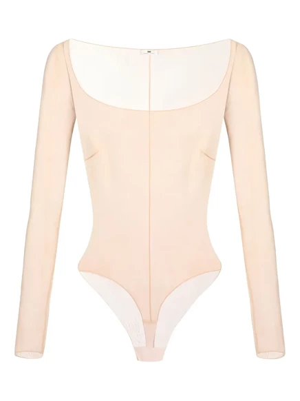 Женское боди Elisabetta Franchi из жаккардового тюля, черное
