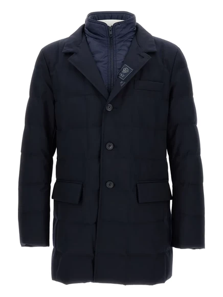 Однобортное стеганое пальто Fay blue