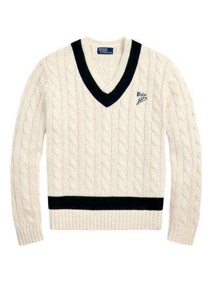 Свитер с v-образным вырезом и вышитым логотипом Polo Ralph Lauren neutrals