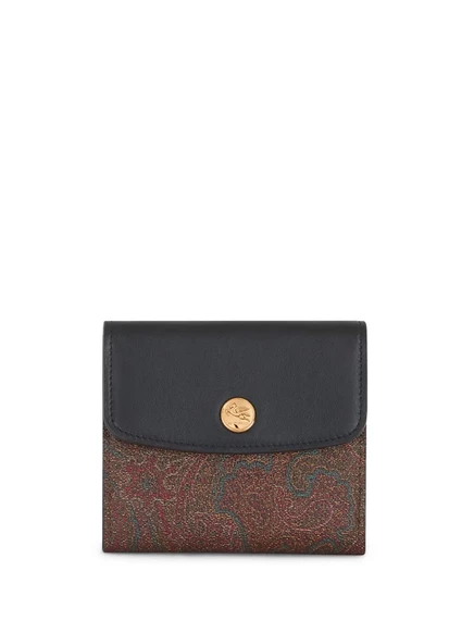 Женский кошелек Etro из кожи с пейсли-жаккардом, синий