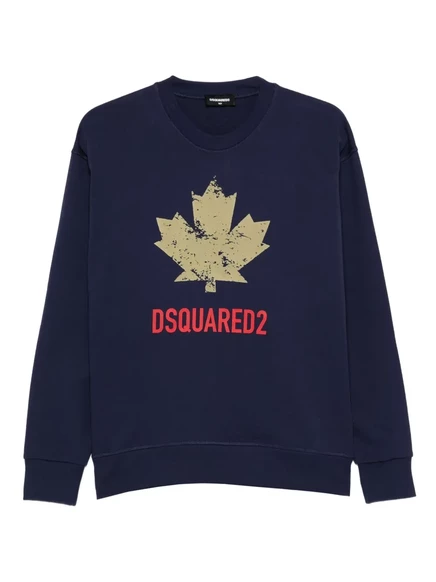 Детская толстовка DSQUARED2 Kids с кленовым листом, синяя