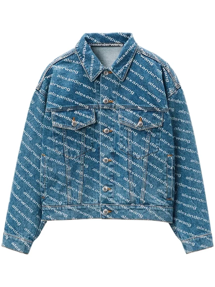 Женская джинсовая куртка Alexander Wang с логотипом, синяя